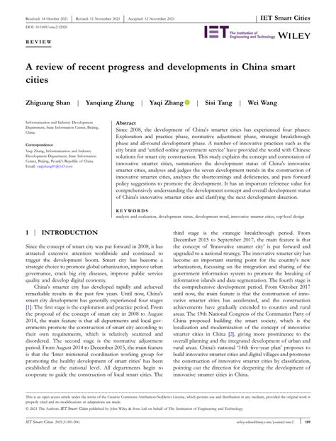 A review of recent progress and developments in China smart cities.